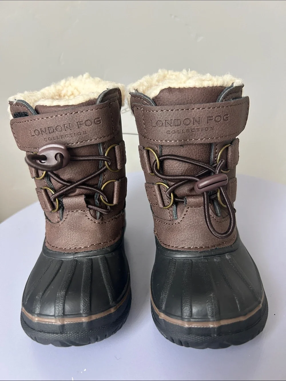 London Fog Collection Kids Brown Oxford Cold-Weather Snow Boots Sz 5 and 10